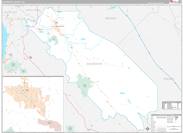 San Benito County, CA Map Premium Style